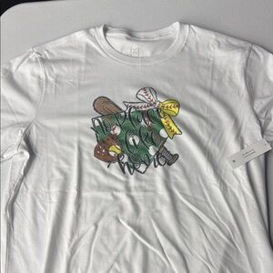 George White Long-Sleeve Graphic Tee with Green & Yellow Sports Design